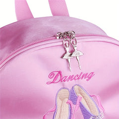 Kids Embroidered Ballet Shoes with Lace Decor and Ballet Bag