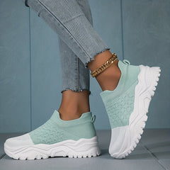 Two Tone Chunky Sneakers for Women Slip On Comfortable Walking Shoes