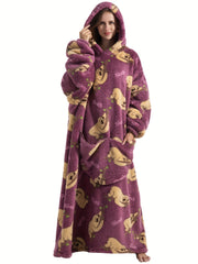 Sloth Pattern Sherpa Fleece Nightgown