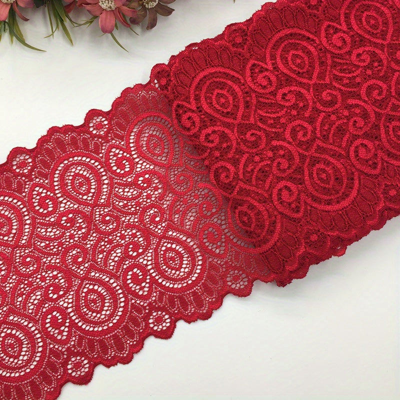1 Yard Flower Stretch Lace Trim Ribbon Elastic Fabric 17 Wide Many Colors
