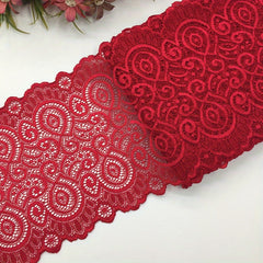 1 Yard Flower Stretch Lace Trim Ribbon Elastic Fabric 17 Wide Many Colors
