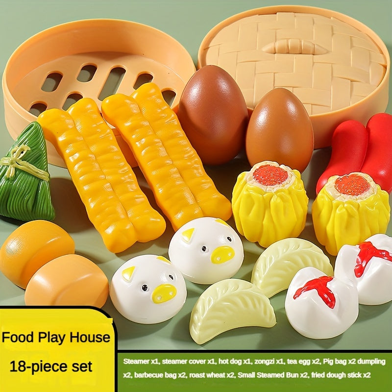 Kids Kitchen Toy Set Snacks, Steamed Buns, Breakfast, Hamburger, Fruit, Pizza