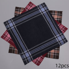 12 Pack Men's Pocket Squares Navy Burgundy Pink Green Brown Beige Gray