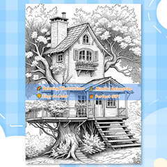 TREE HOUSE Adult Coloring Book - Perfect Gift for Christmas, Birthdays, Friends