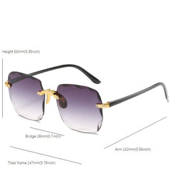 Oversized Square Frame Polarized Sunglasses Cut Edge Frameless