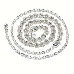 Rhinestone Inlaid Waist Chain Silvery Belly Chain Women's Dress Accessories