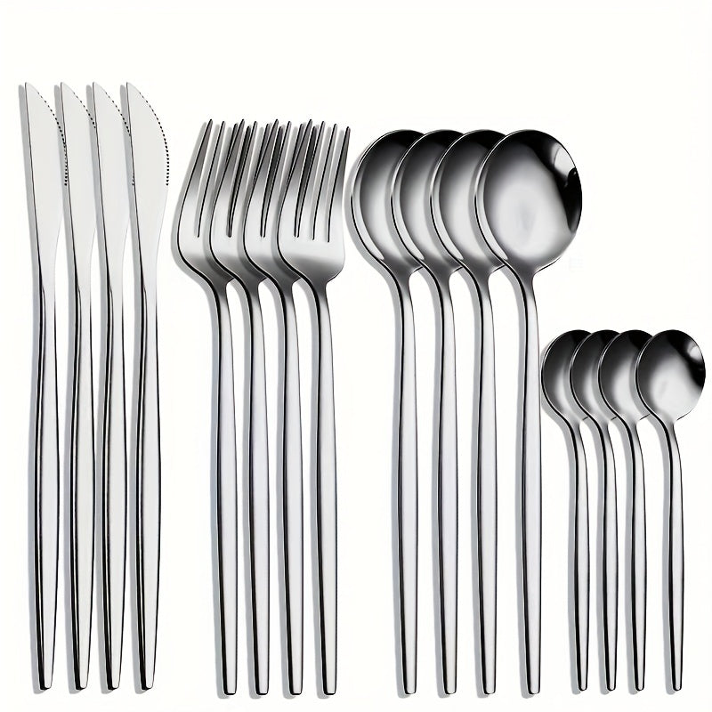 16pcs Stainless Steel Portuguese Tableware Set for 4 Servings