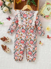 Autumn Flower Graphic Baby Long Creeper Bodysuit