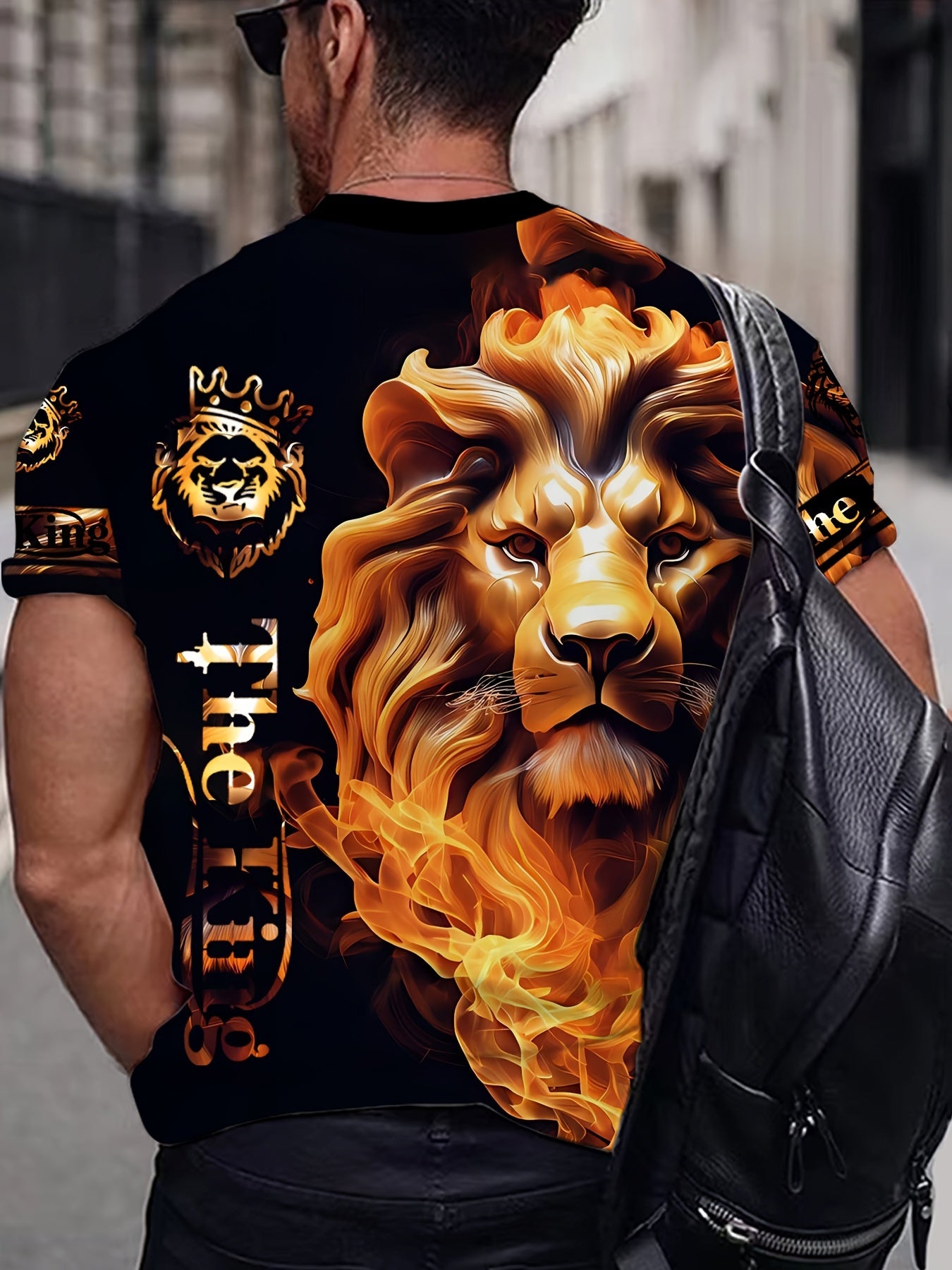 Lion Head 3D Print Men's Street Style Novelty Short Sleeve T Shirt