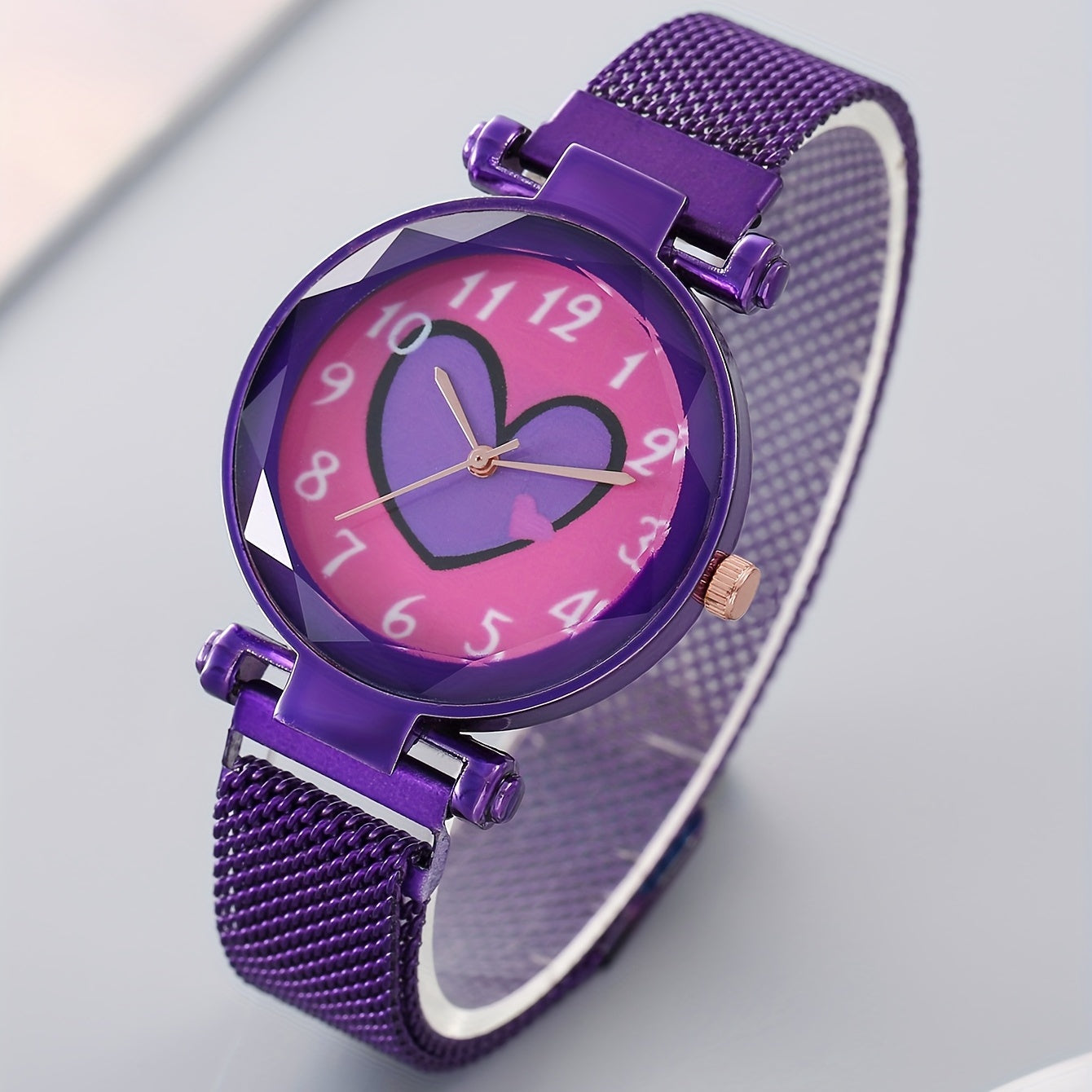 Round Dial Quartz Watch & Butterfly Bangle Set