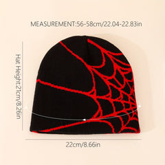 Ear Protection Windproof Knit Beanie Hat Spider Web Embroidery