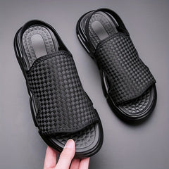 Men's Plaid Slip On Slide Sandals for Summer