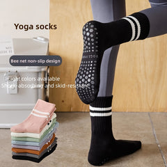 Non-Slip Silicone Bottom Yoga Socks Striped Crew Socks