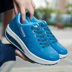 Women's Wedge Heeled Sneakers Casual Lace Up Outdoor Shoes
