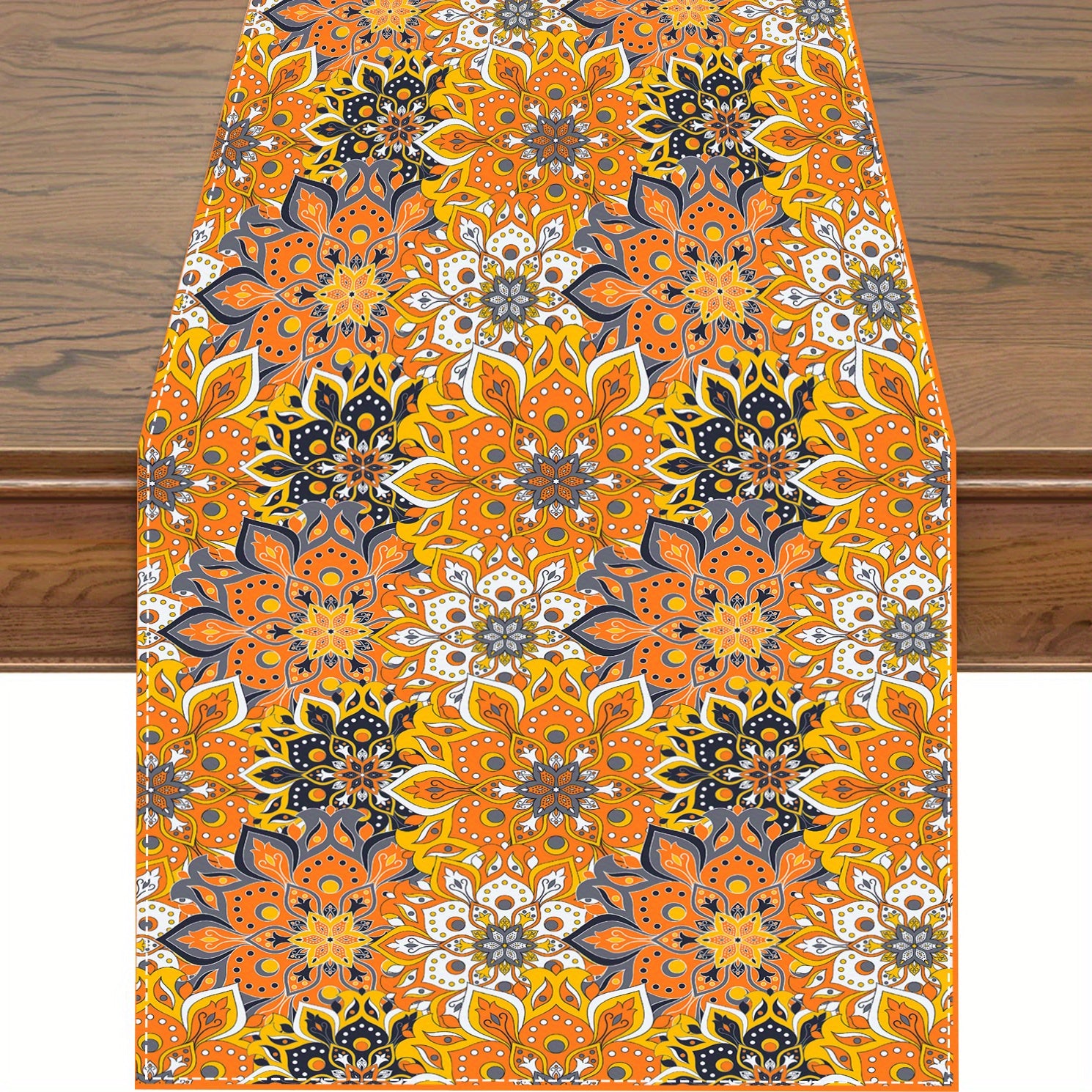 Polyester Rectangle Table Runner Mexican Style Floral Pattern Table Cover
