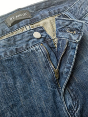 Solid Flared Leg Jeans High Rise Button Fly Pockets