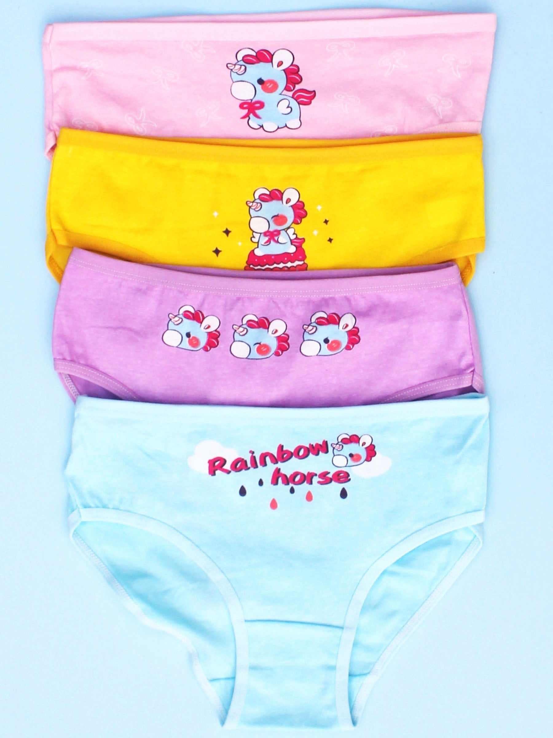 4pcs Unicorn Print Girls Briefs Kids Cotton Breathable Underwears