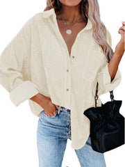 Solid Lapel Long Sleeve Jacket for Women