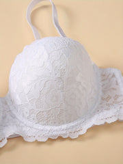 Contrast Lace Push Up Bra Detached Straps