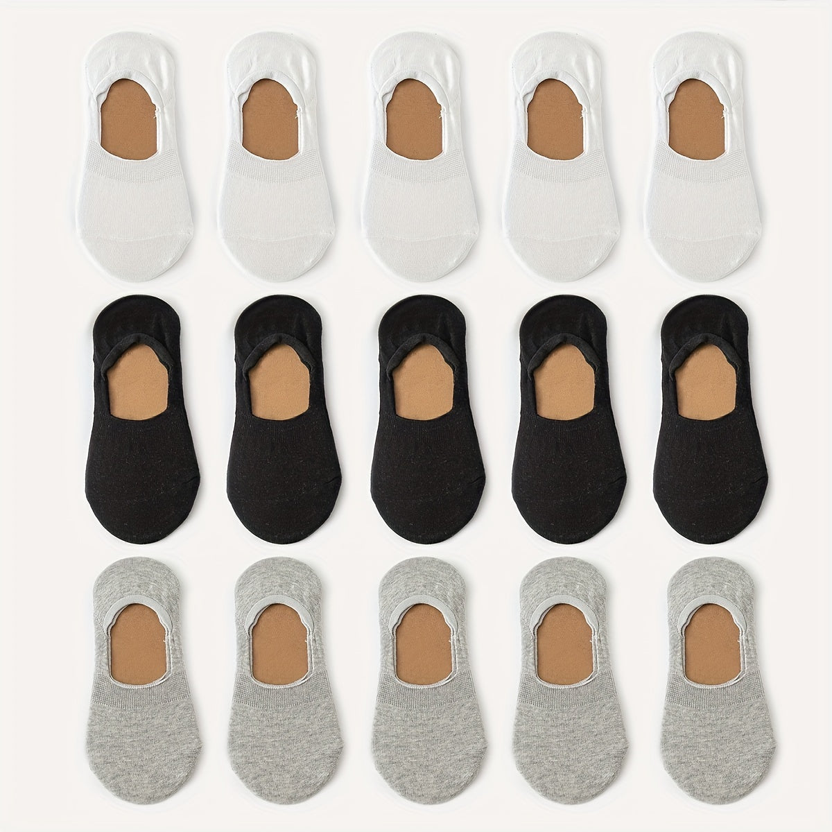 15 Pairs Solid Invisible Socks Low Cut Ankle Socks Women's Stockings