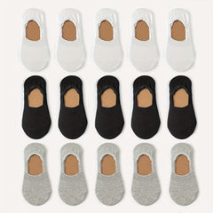 15 Pairs Solid Invisible Socks Low Cut Ankle Socks Women's Stockings