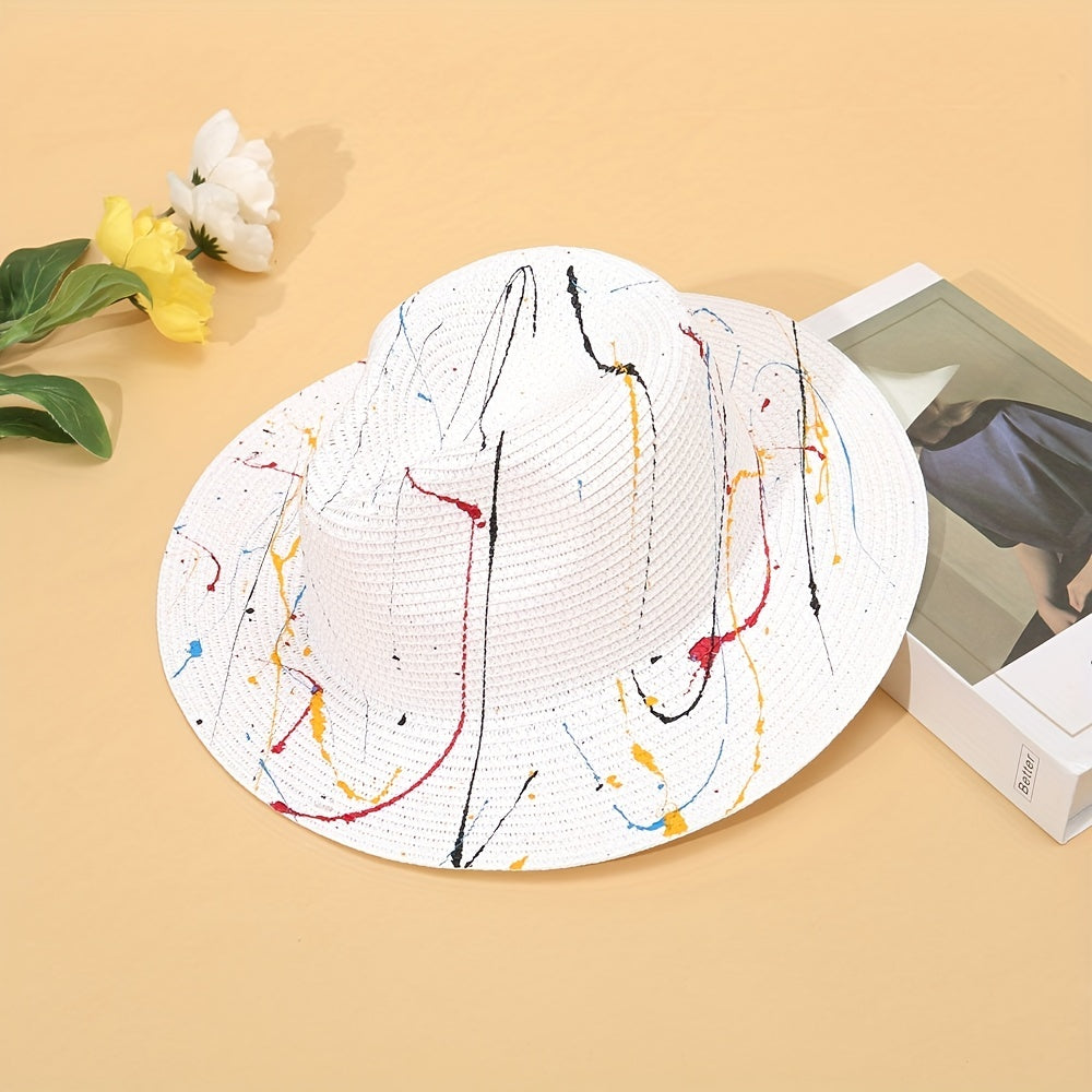 Graffiti Eco Sun Visor Hat Paper Straw Sunscreen Breathable Casual