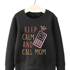 Fun Phone Call & Mom Pattern Sweatshirt For Girls