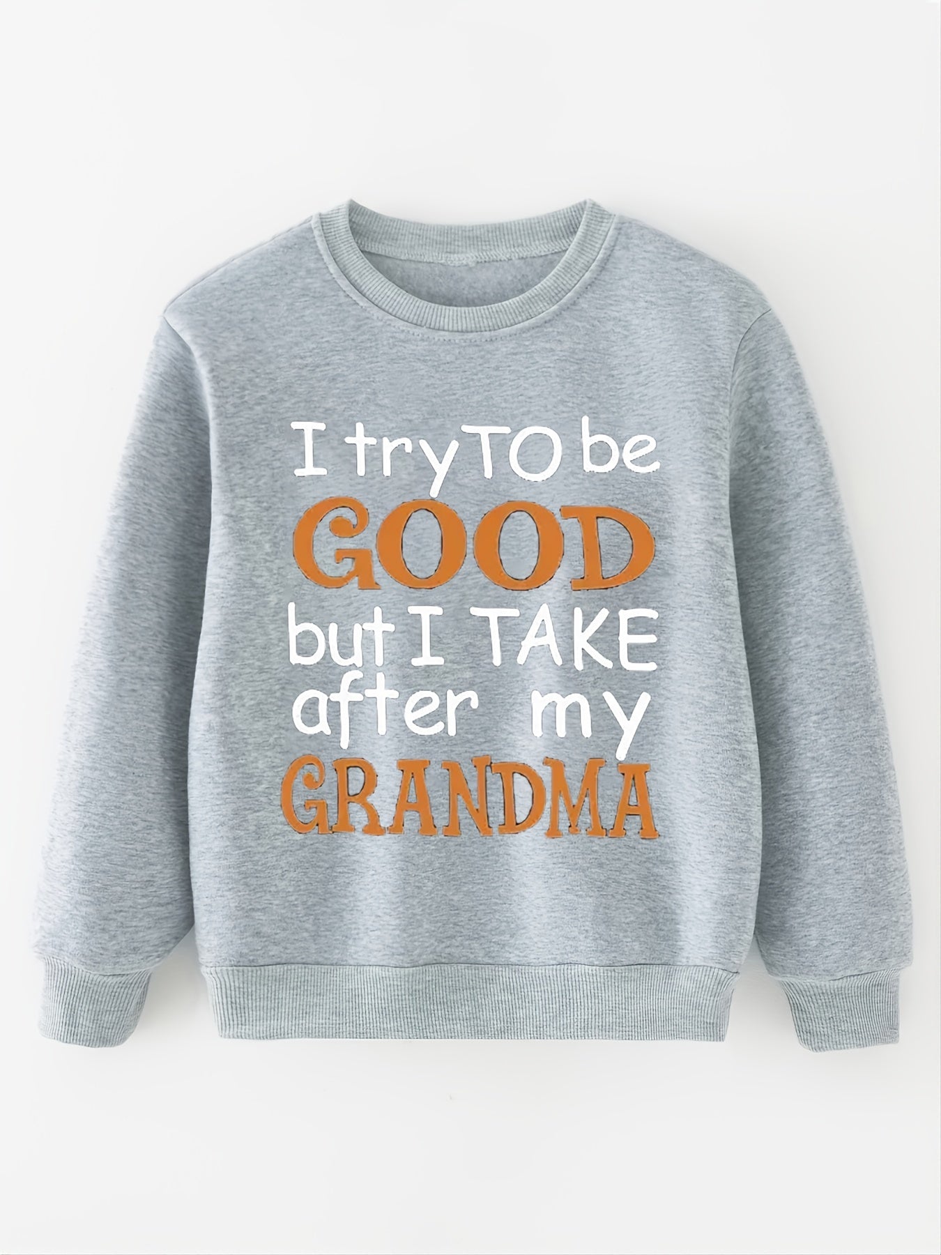 Grandma Loves Me Graphic Print Crew Neck Sweatshirt for Toddler Girls