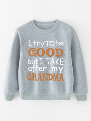 Grandma Loves Me Graphic Print Crew Neck Sweatshirt for Toddler Girls