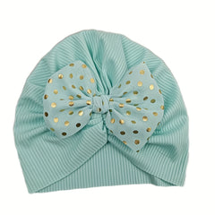 Sequin Bow Decor Turban Cap Elastic Head Wrap Lightweight Beanie