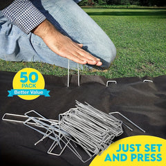 50pcs Galvanized Steel Garden Stakes 11 Gauge U Shaped Pins for Lawn Fabrics