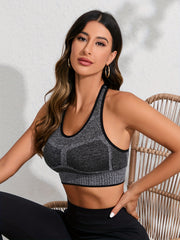 High Stretch Crew Neck Sports Bra Racer Back Workout Bra Women's Activewear