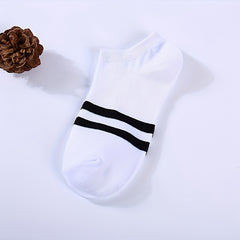 Men's Solid Striped Liner Anklets Socks Breathable Soft Sweat Absorbent