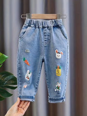 Baby Toddler Jeans Cartoon Graphic Casual Denim Pants