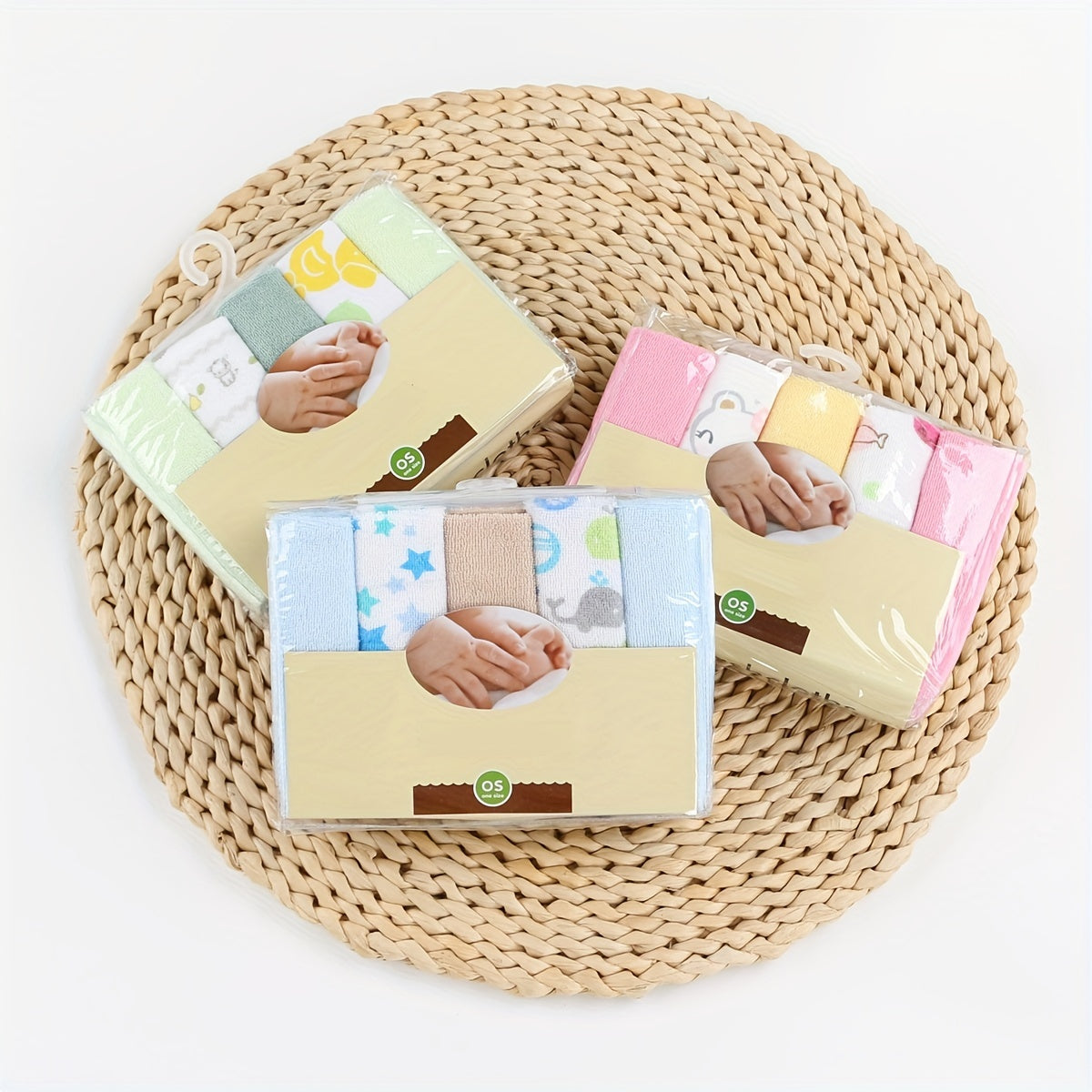 10pc Baby Face Towels Saliva Washcloths Multicolor Mix