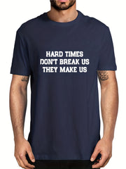 Unbreakable Men's Letter Print T shirt Breathable & Stretchy Summer Tee