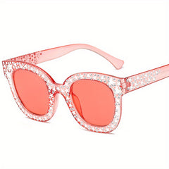 Rhinestone Star Mirror Lens Cat Eye Sunglasses UV400