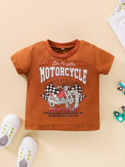 Baby Boy's Summer Cartoon Letter Print T shirt Kid's Casual Tee Top