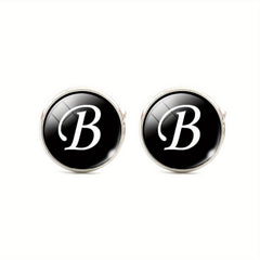 Men's Letter C Silver Cufflinks for Shirt Wedding