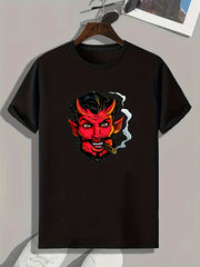 Smoking Devil Pattern Print Men's Sports T-shirt