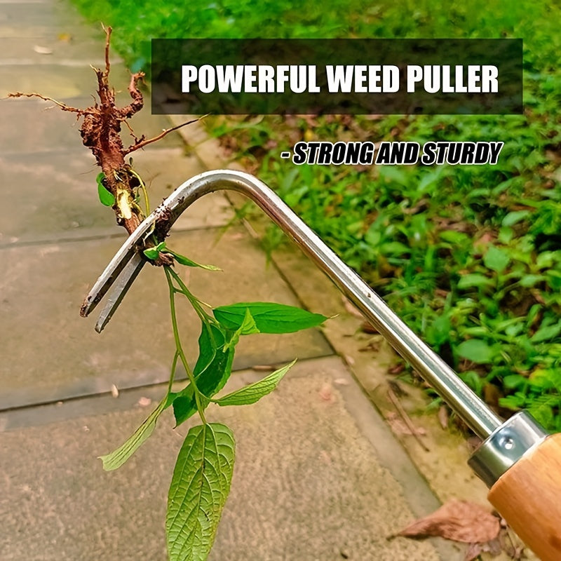 1pc V Shaped Weeding Tool for Garden with Wooden Handle
