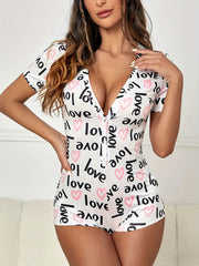 Plaid Short Sleeve One Piece Pajamas