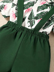 Baby Boys Tropical Plants Hawaii Shirt & Short Bib Pants Set