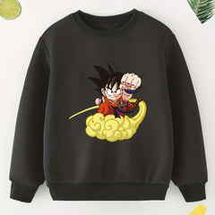 Boy's Anime Boy & Cloud Print Sweatshirt Casual Long Sleeve Shirt