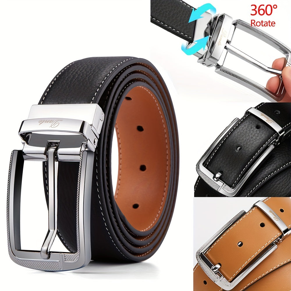 Men's Leather Belt Pin Buckle Business Suit Waist Strap