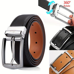 Men's Leather Belt Pin Buckle Business Suit Waist Strap