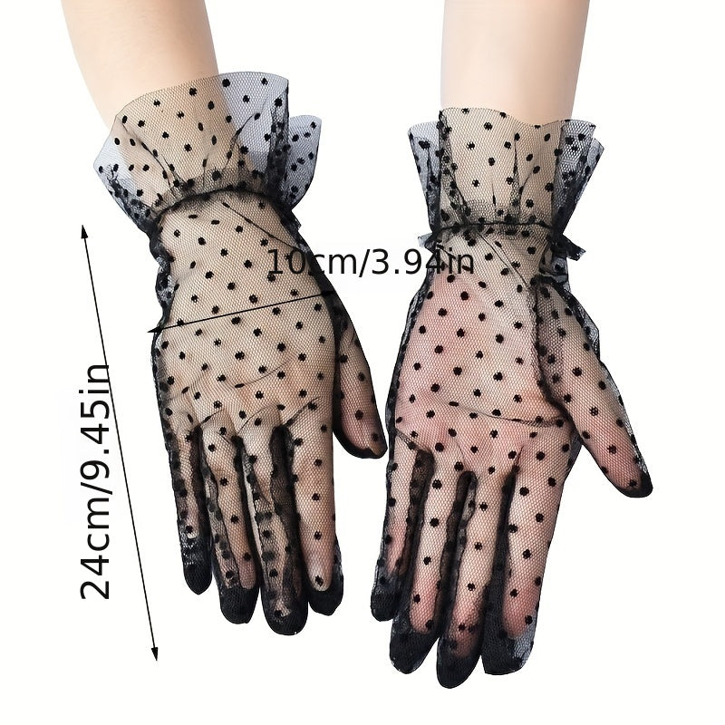 Women Lace Short Gloves Polka Dot Mesh Gloves For Wedding