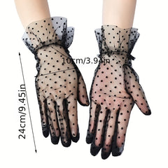 Women Lace Short Gloves Polka Dot Mesh Gloves For Wedding