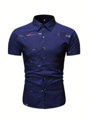 Stripe Print Men's Short Sleeve Shirt for Summer