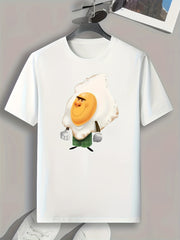 Cartoon Egg Print Men's Graphic T shirt for Summer